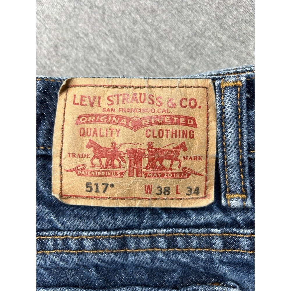 Levi's 517 Jeans Men's 38x32 Bootcut Dark Wash 100% Cotton Denim Pants - Picture 3 of 16